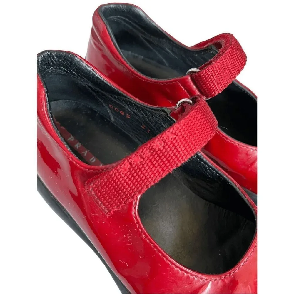 PRADA Girls 13 (31) Patent Leather Mary Jane Shoes AS IS